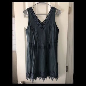 Astr Short Grey Lace Dress, Small